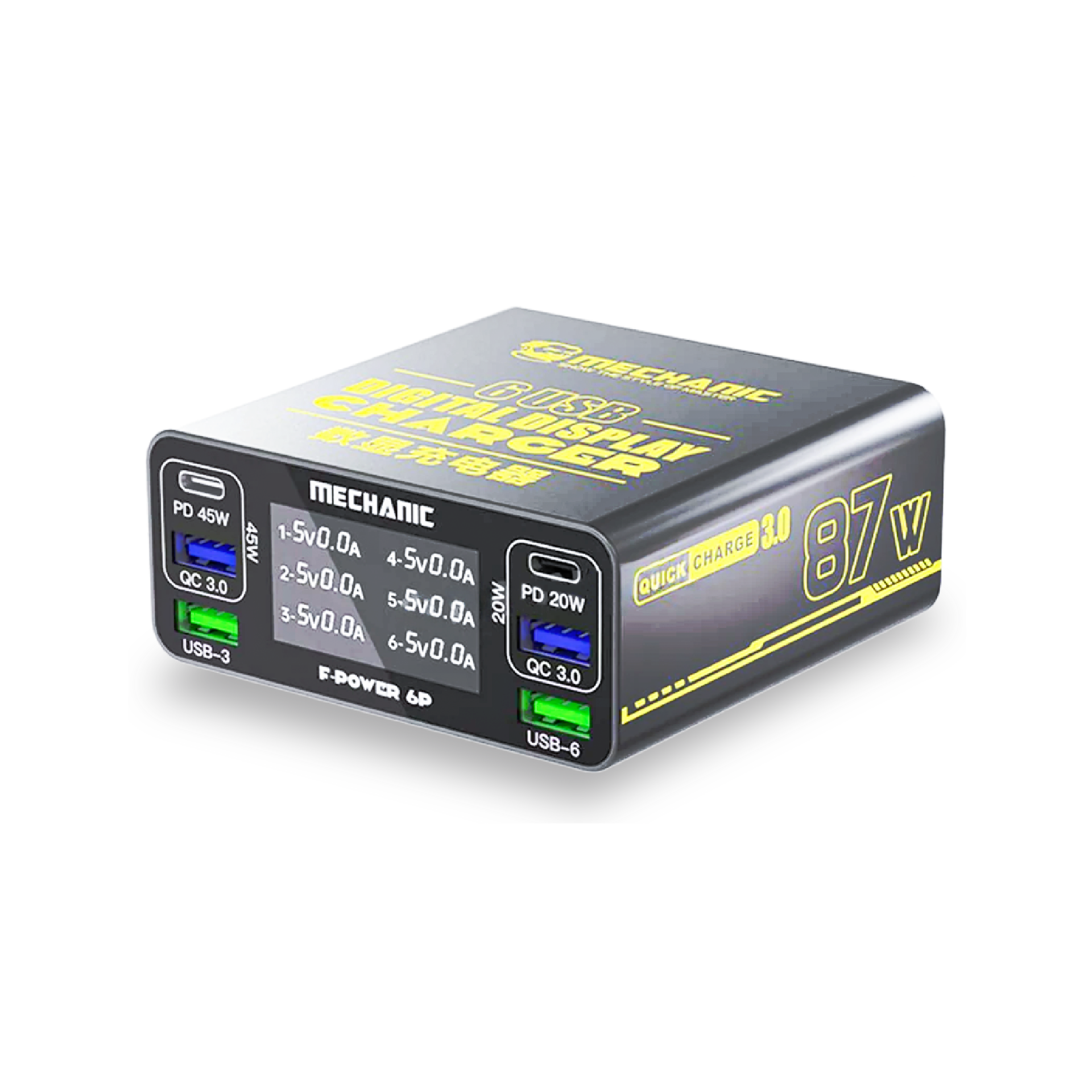 F-Power 6P-Mechanic Digital Display Multi-port Charger